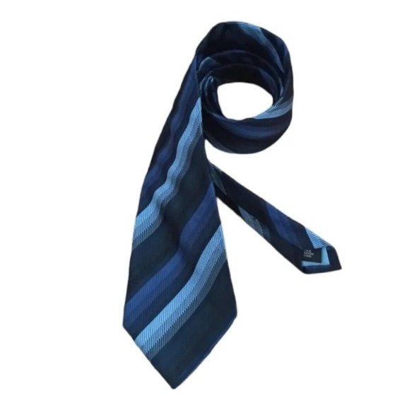 HEMLEY Blue Striped Silk Tie GERMANY 60"/ 4" EC - Picture 6 of 9